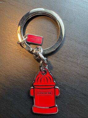 Coach Red Enamel Fire Hydrant Keyring with Silver Hardware